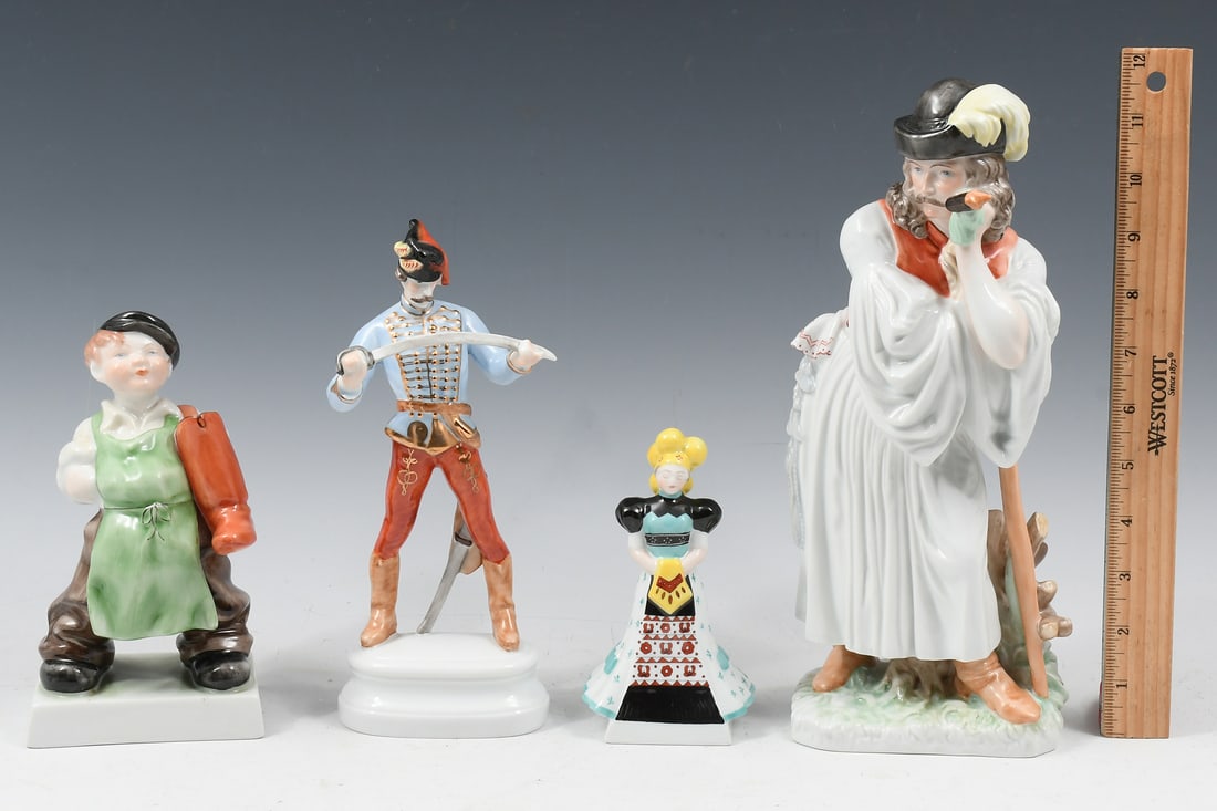 4 PC. HEREND PORCELAIN DECORATED PORCELAIN FIGURES (1 of 3)