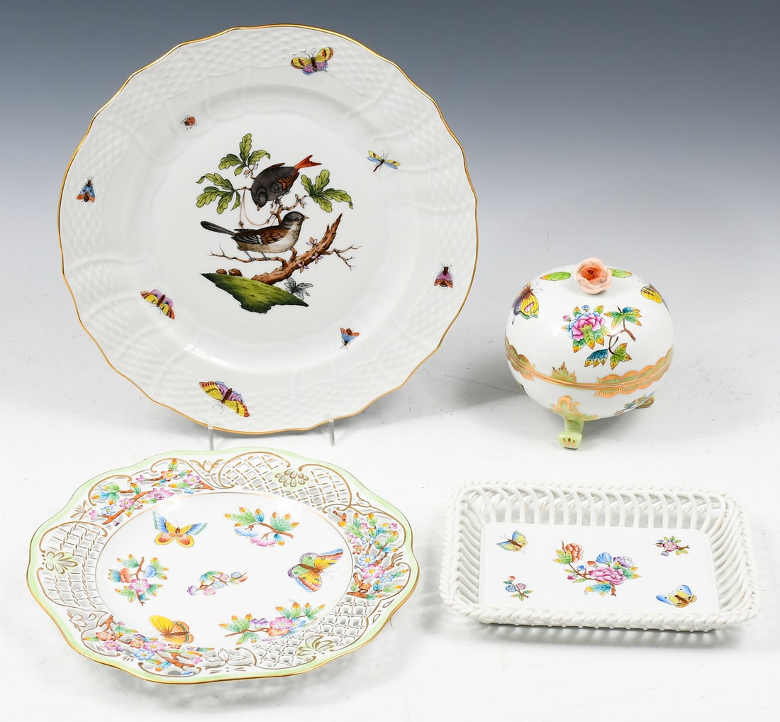 4 PC. HEREND PORCELAIN BUTTERLY PORCELAINS (1 of 6)