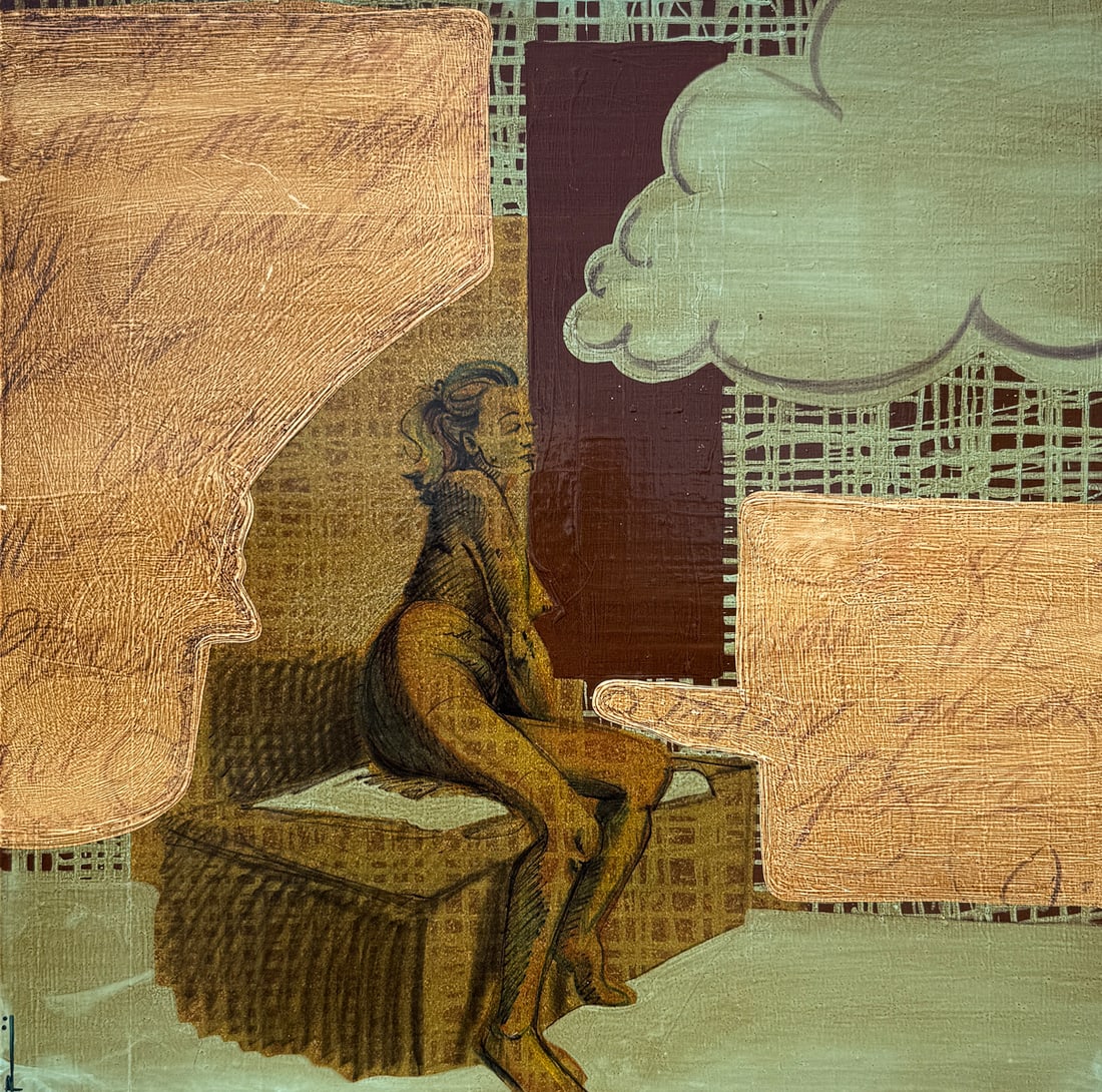 TWO STEVE CARLISLE MIXED MEDIA ARTWORKS (1 of 4)
