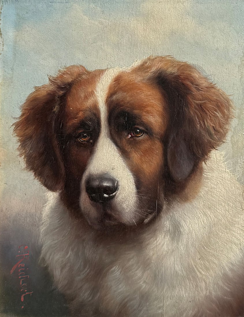 CARL REICHERT PORTRAIT OF A SAINT BERNARD PAINTING (1 of 3)