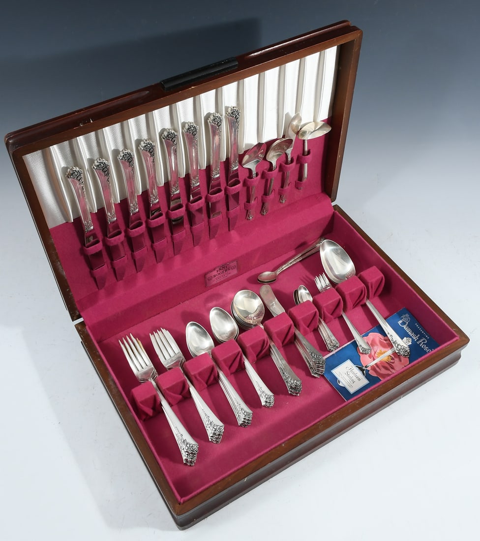 73 PC. HEIRLOOM DAMASK ROSE STERLING FLATWARE SET (1 of 6)