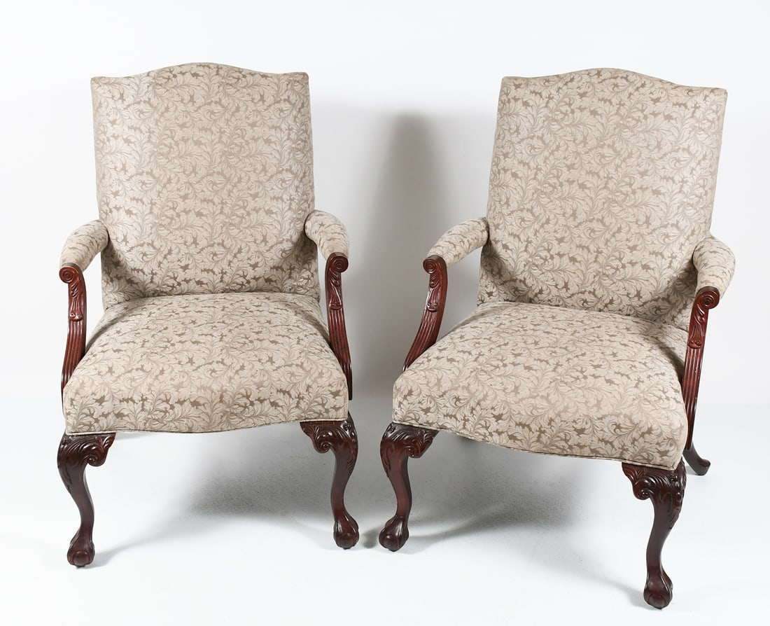 PAIR OF MILLER DESK CO. UPHOLSTERED ARMCHAIRS (1 of 5)