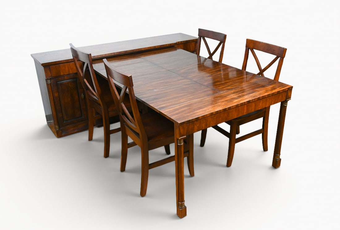 MAHOGANY BUFFET W/ PULL OUT TABLE, LEAVES & CHAIRS (1 of 10)