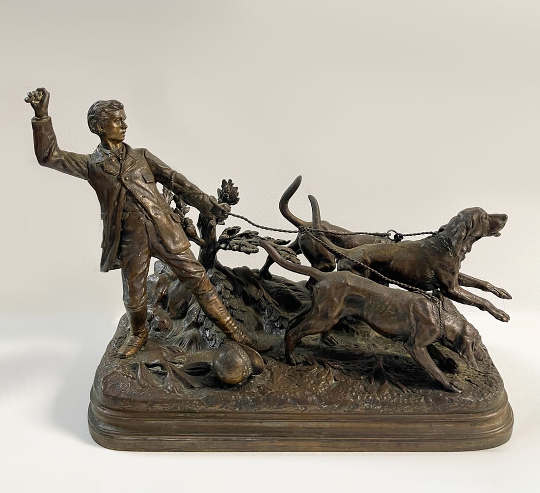 DUBUCAND BRONZE GROUPING WITH HUNTER AND DOGS (1 of 5)