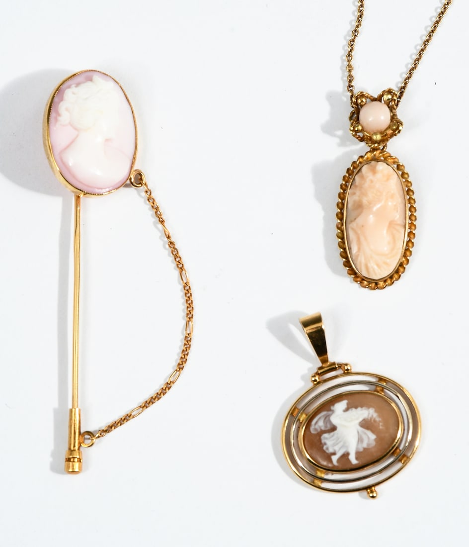3PC. 18K GOLD CAMEO JEWELRY (1 of 7)