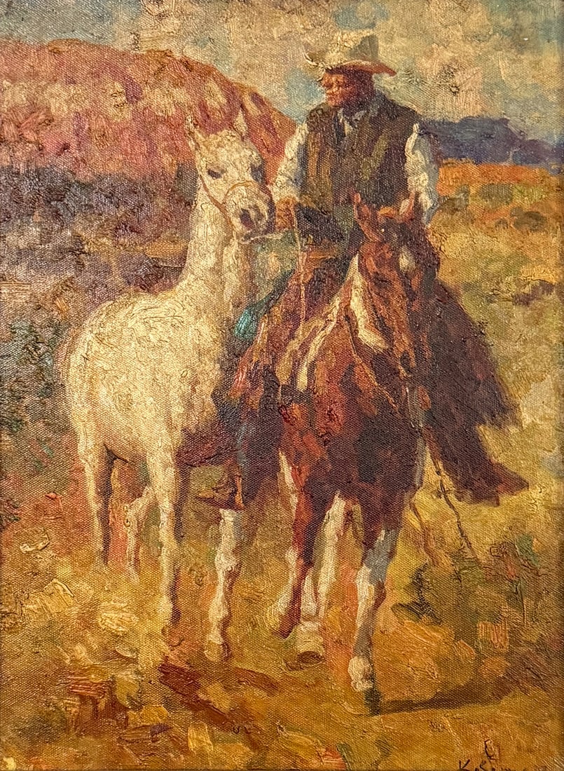 COWBOY ON HORSEBACK W/ WHITE HORSE (1 of 2)