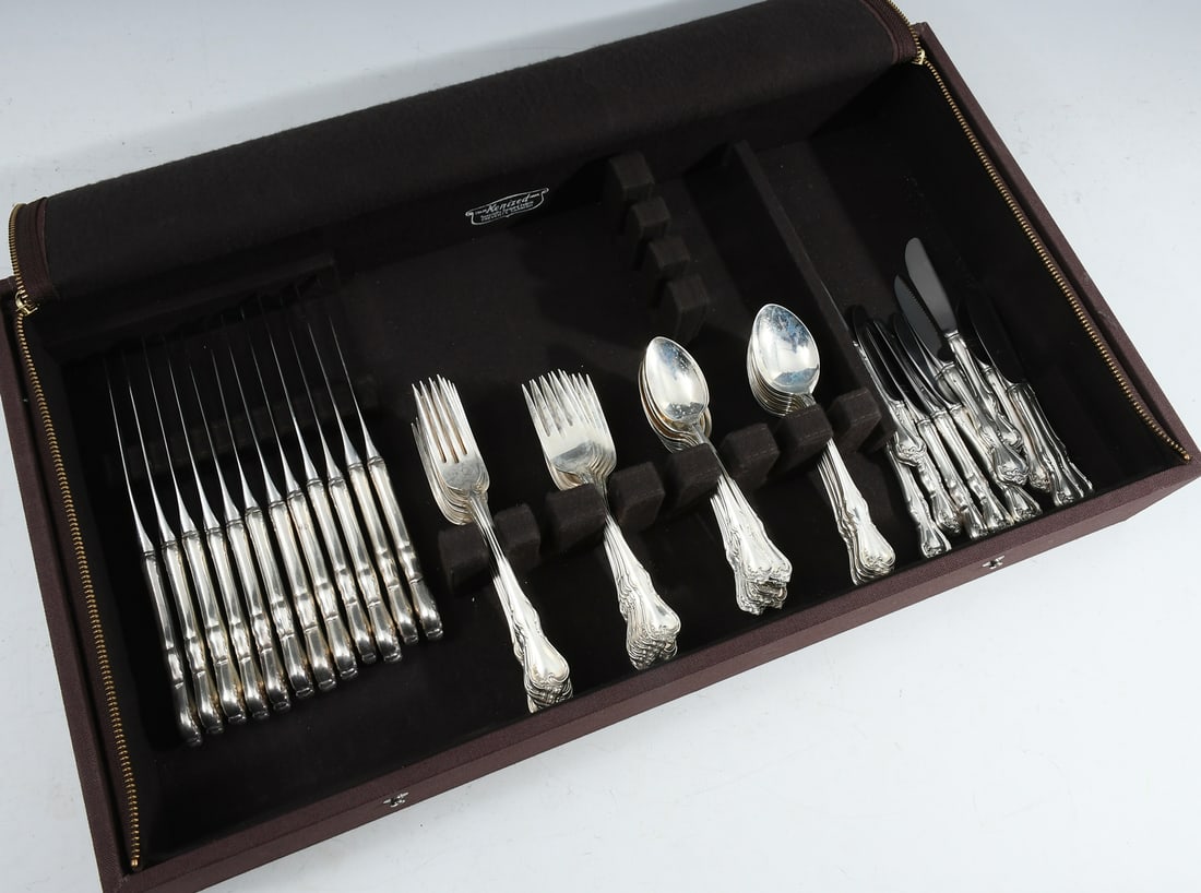 72 PC REED & BARTON ROSE CASCADE STERLING FLATWARE (1 of 4)