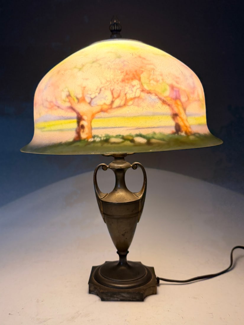 PAIRPOINT REVERSE PAINTED LANDSCAPE TABLE LAMP - 2