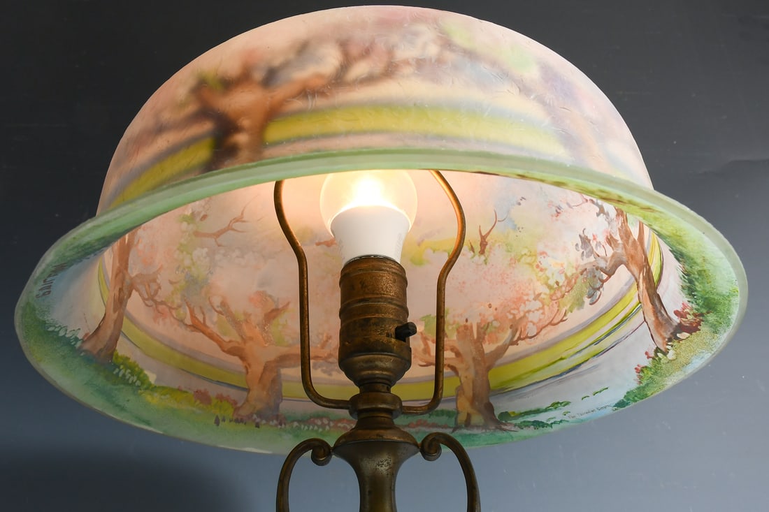 PAIRPOINT REVERSE PAINTED LANDSCAPE TABLE LAMP - 6