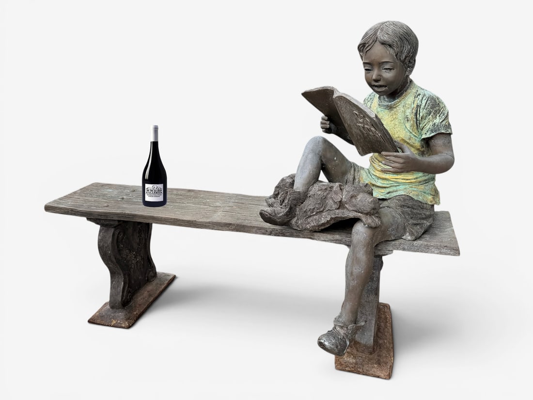 BRONZE BOY ON BENCH: BRONZE BOY ON BENCH READING