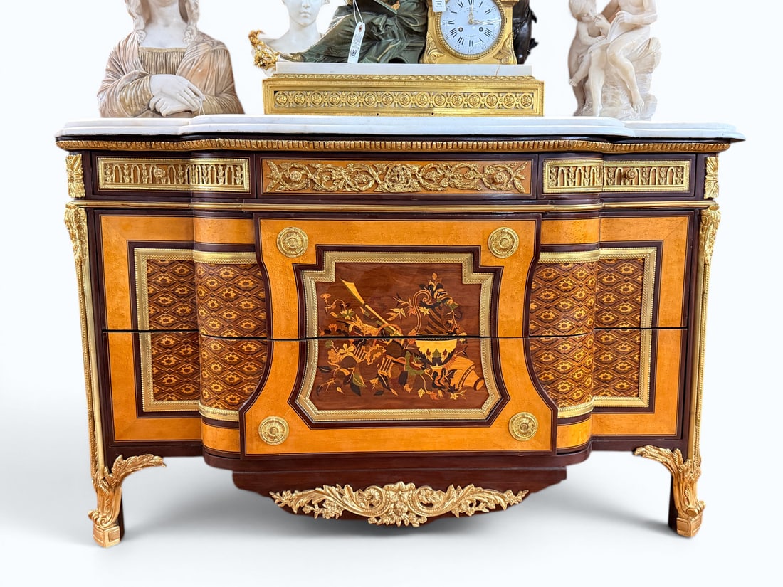 FRENCH ORMOLU MOUNTED MARQUETRY COMMODE AFT RIESEN (1 of 5)