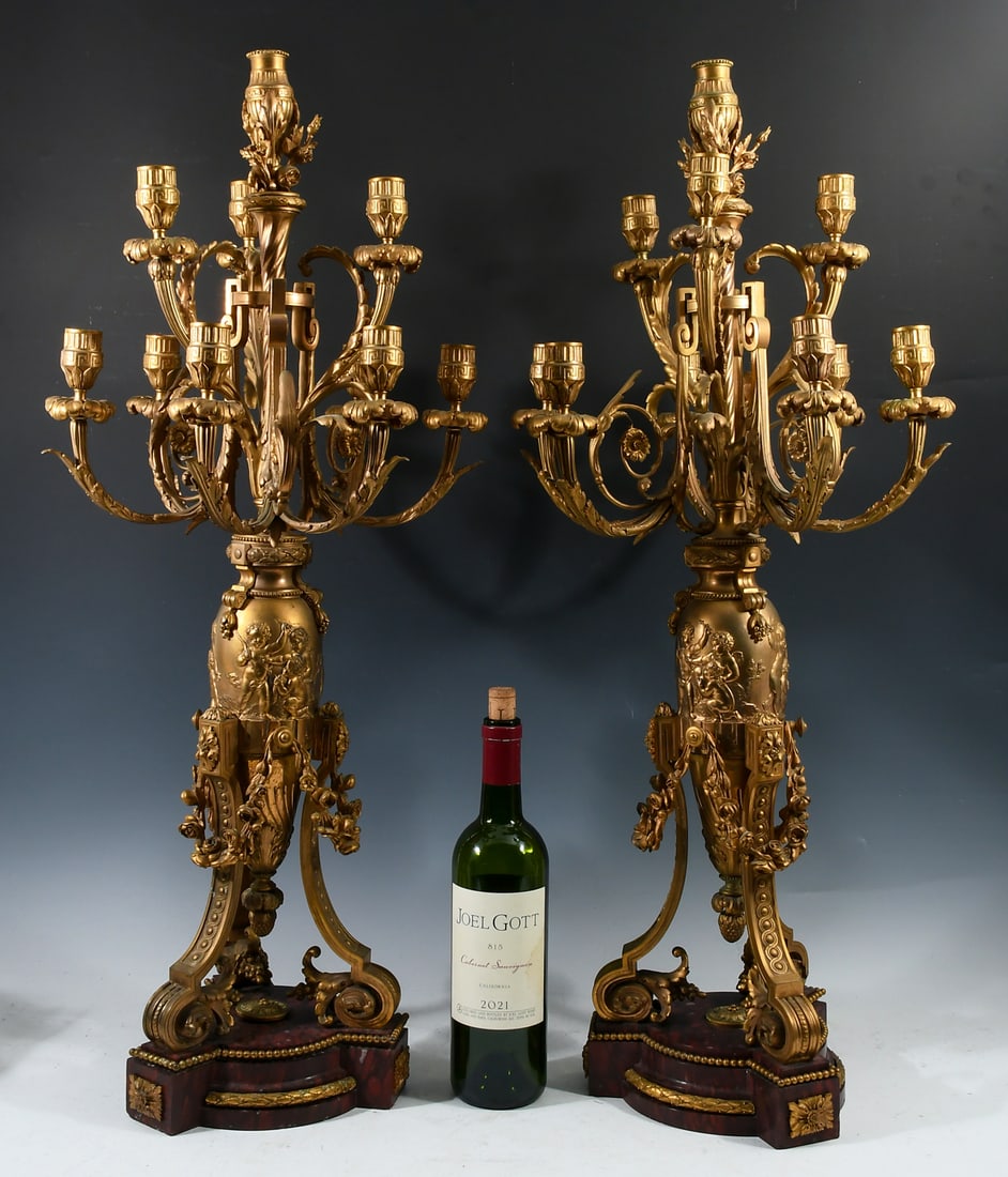 PR. ITALIAN 10-LIGHT GILT BRONZE CANDELABRA (1 of 6)