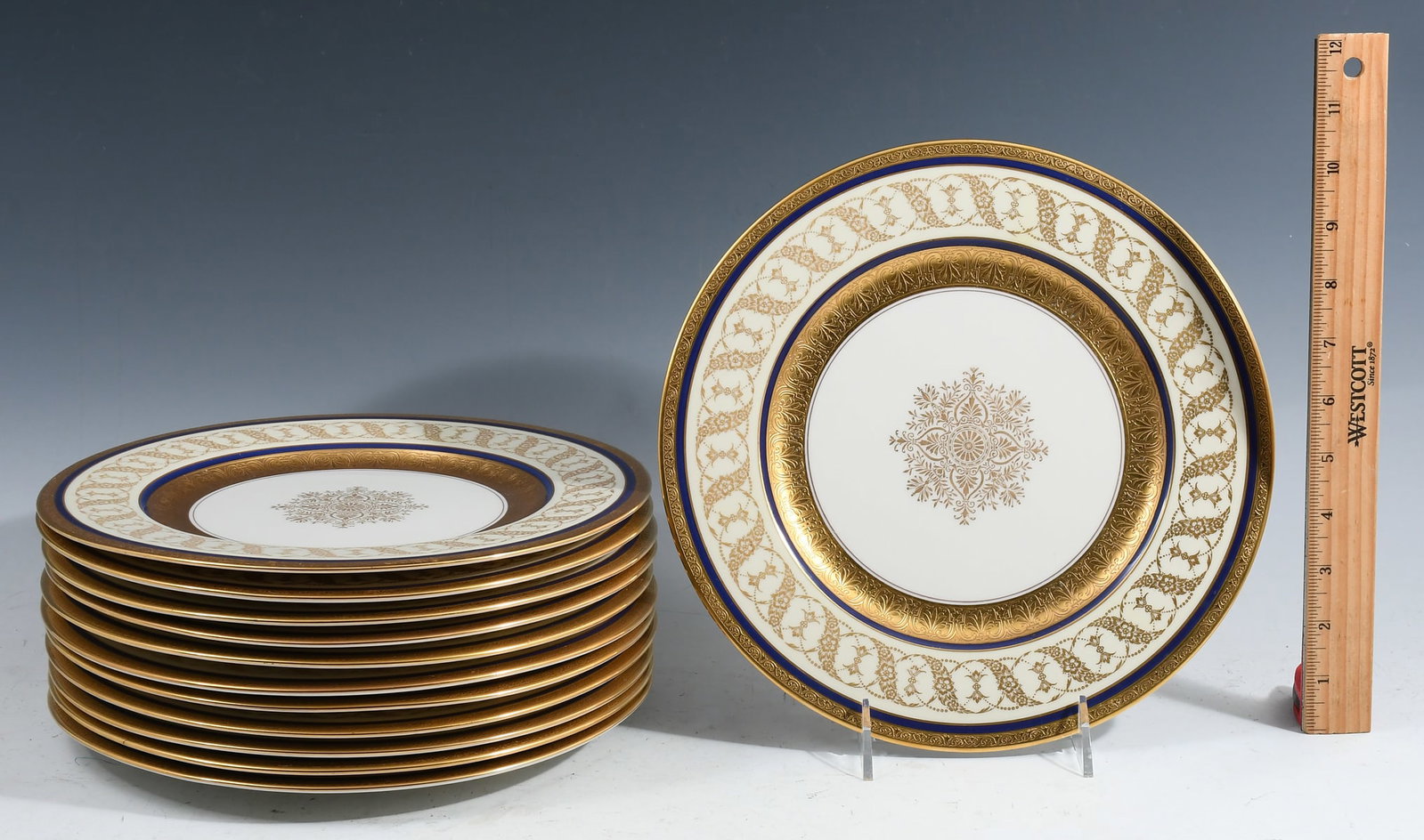 12 PC. GOLD ENCRUSTED ROSEDALE DINNER PLATES (1 of 5)