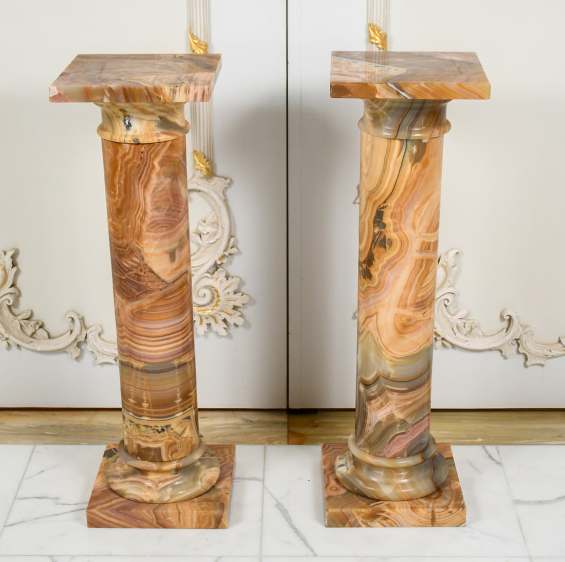 PAIR OF AGATE PEDESTALS (1 of 4)