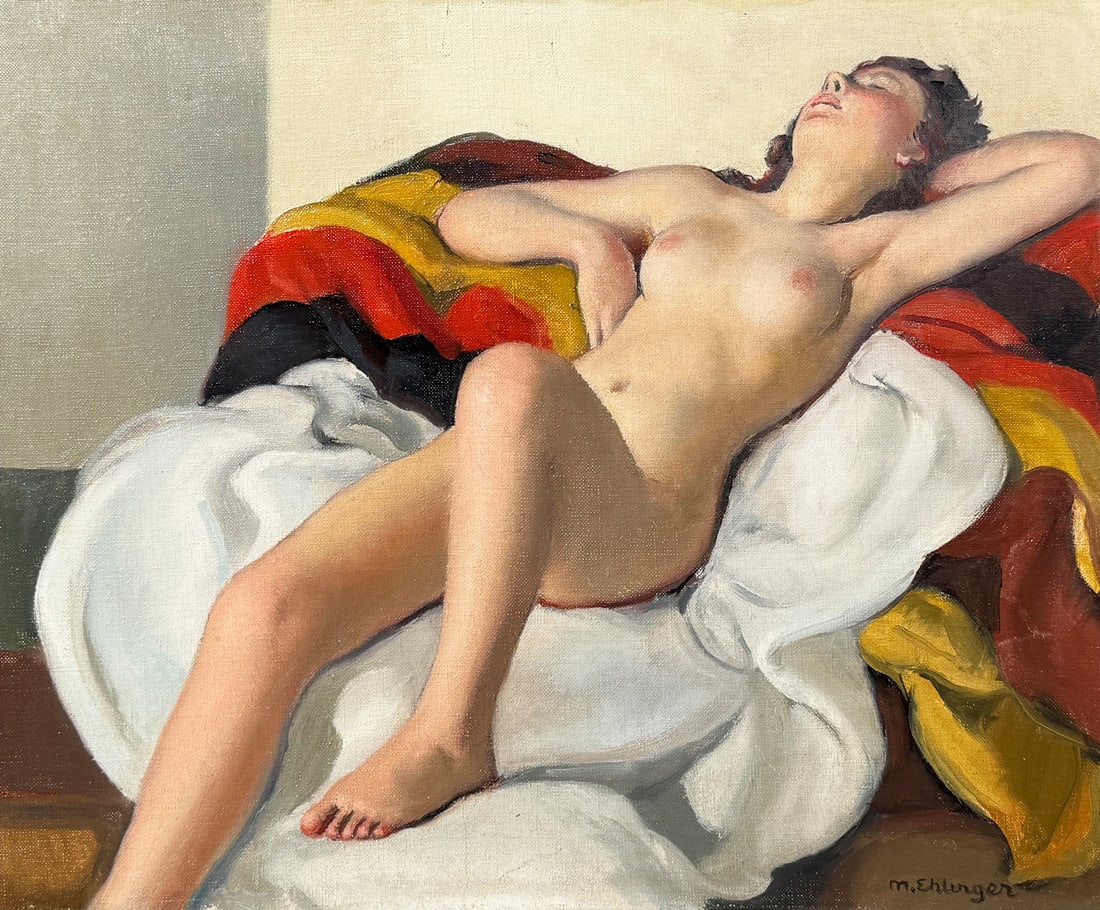 MAURICE EHLINGER NUDE SLEEPING BEAUTY PAINTING (1 of 4)