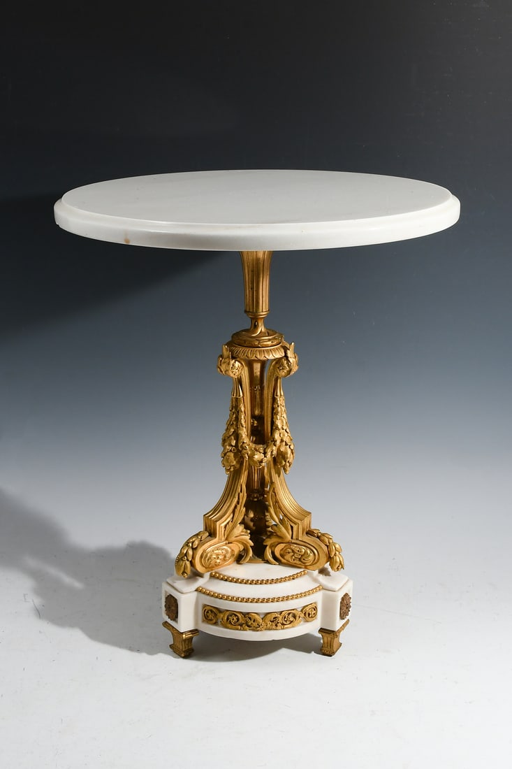 LOUIS XVI STYLE GILT BRONZE & MARBLE SIDE TABLE (1 of 6)