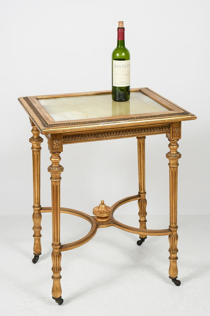 FRENCH LOUIS XVI STYLE ONXY TOP SIDE TABLE (1 of 5)