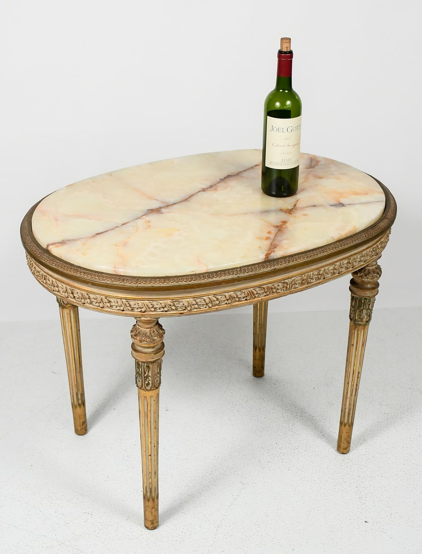 AGATE TOP GILTWOOD LOUIS XVI STYLE GUERIDON TABLE (1 of 5)