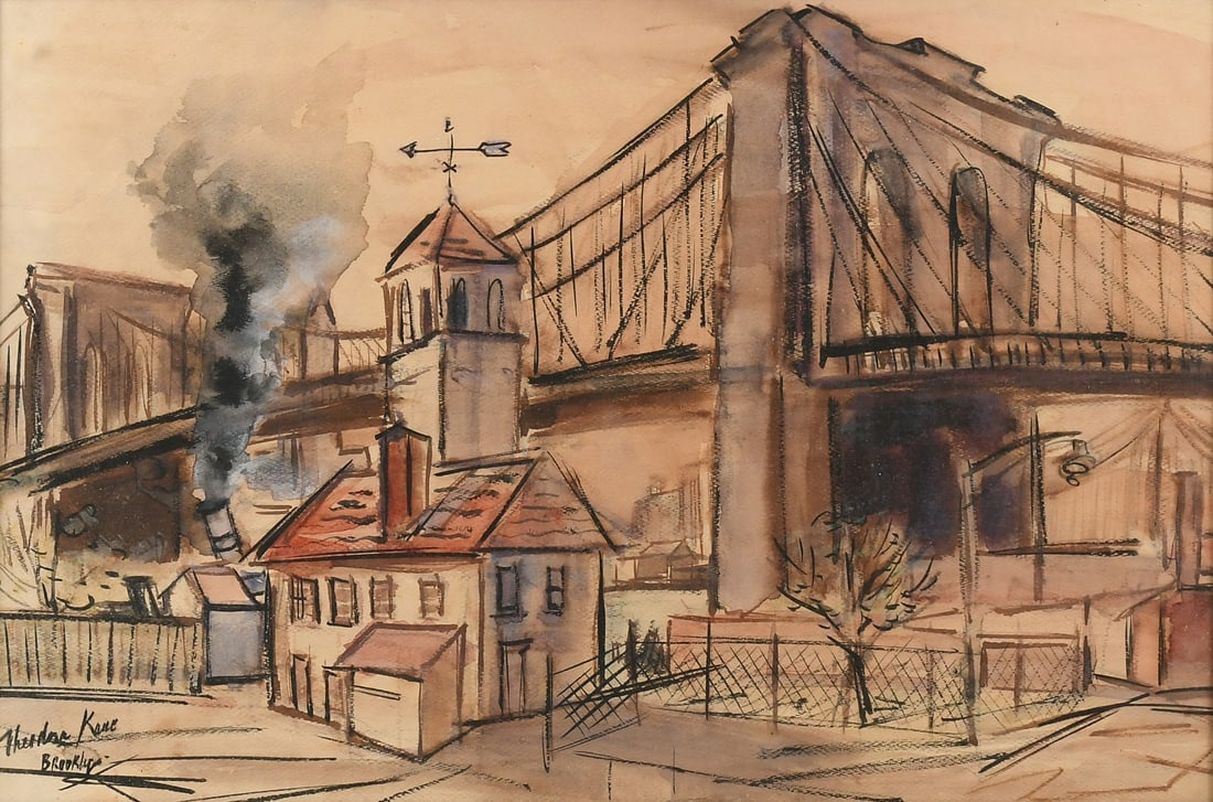 THEODORA KANE BOOKLYN BRIDGE WATERCOLOR (1 of 4)