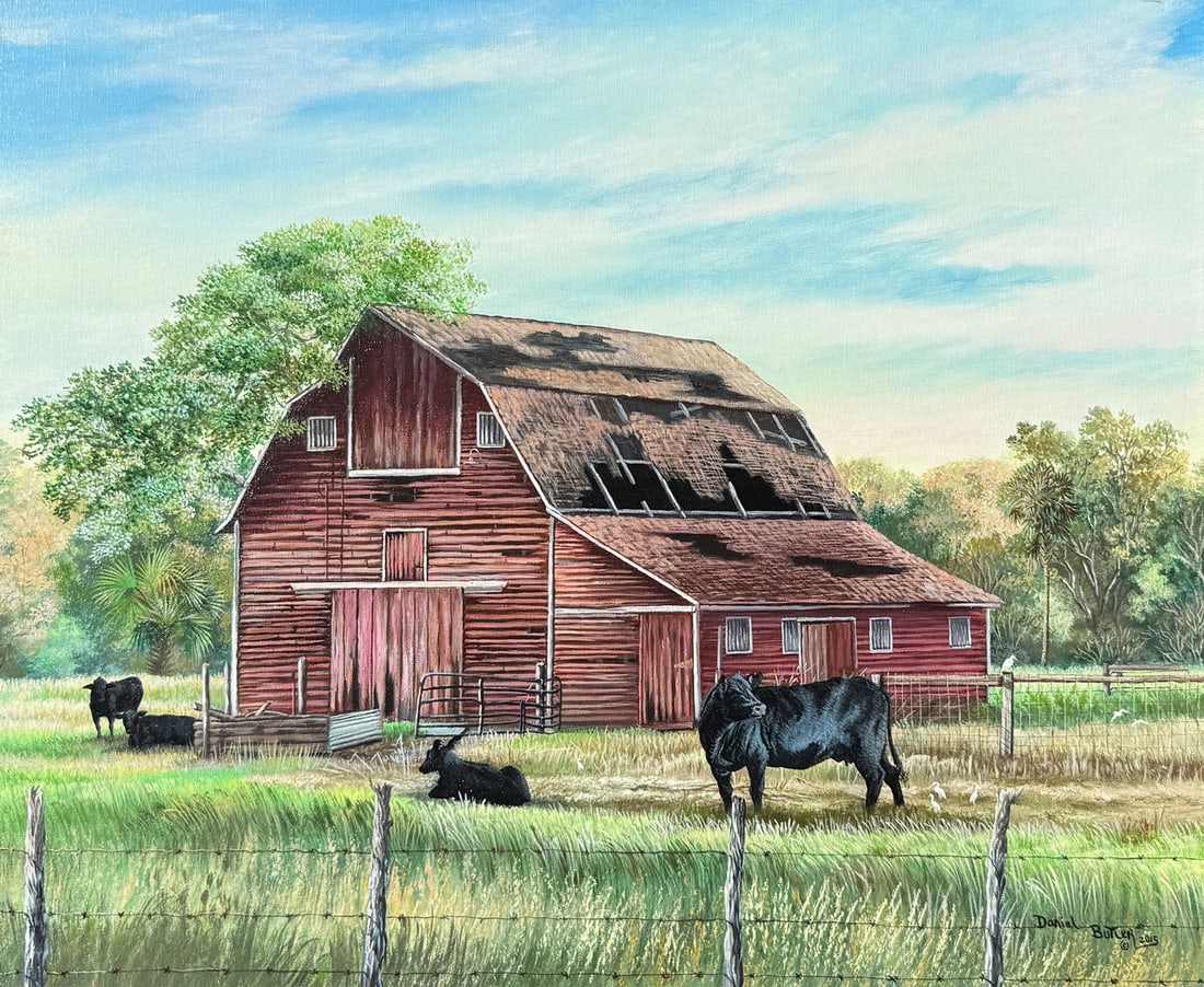 DANIEL BUTLER FLORIDA BARN AND CATTLE PAINTING (1 of 4)