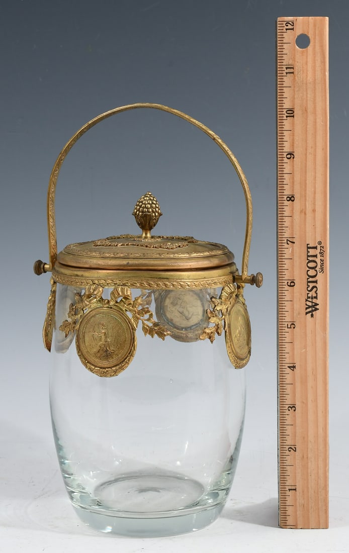 CONTINENTAL GILT METAL MOUNTED BISCUIT JAR (1 of 5)