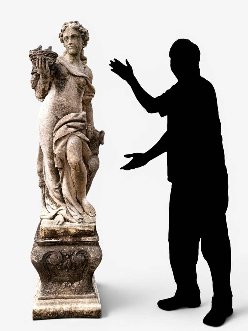 GODDESS GARDEN STATUE WITH PEDESTAL BASE (1 of 4)
