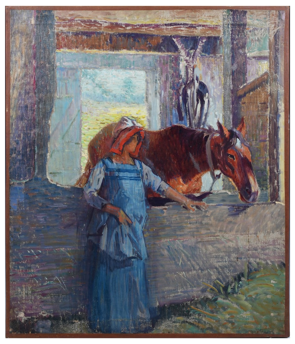 ARTHUR SCHNEIDER GIRL AND HORSE PAINTING (1 of 3)