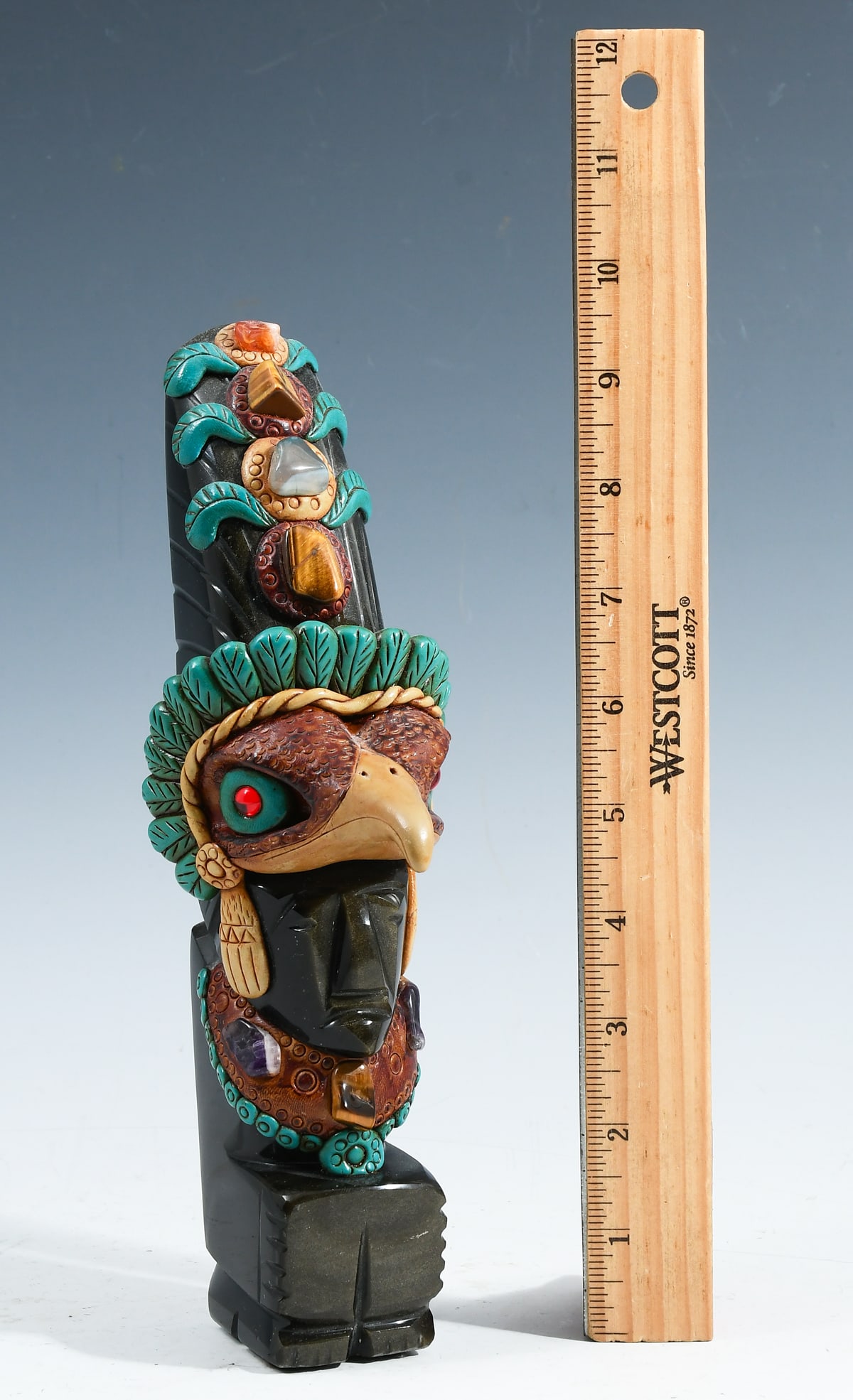 HAND-CARVED MIXED MEDIA NORTHWEST COAST TOTEM (1 of 4)