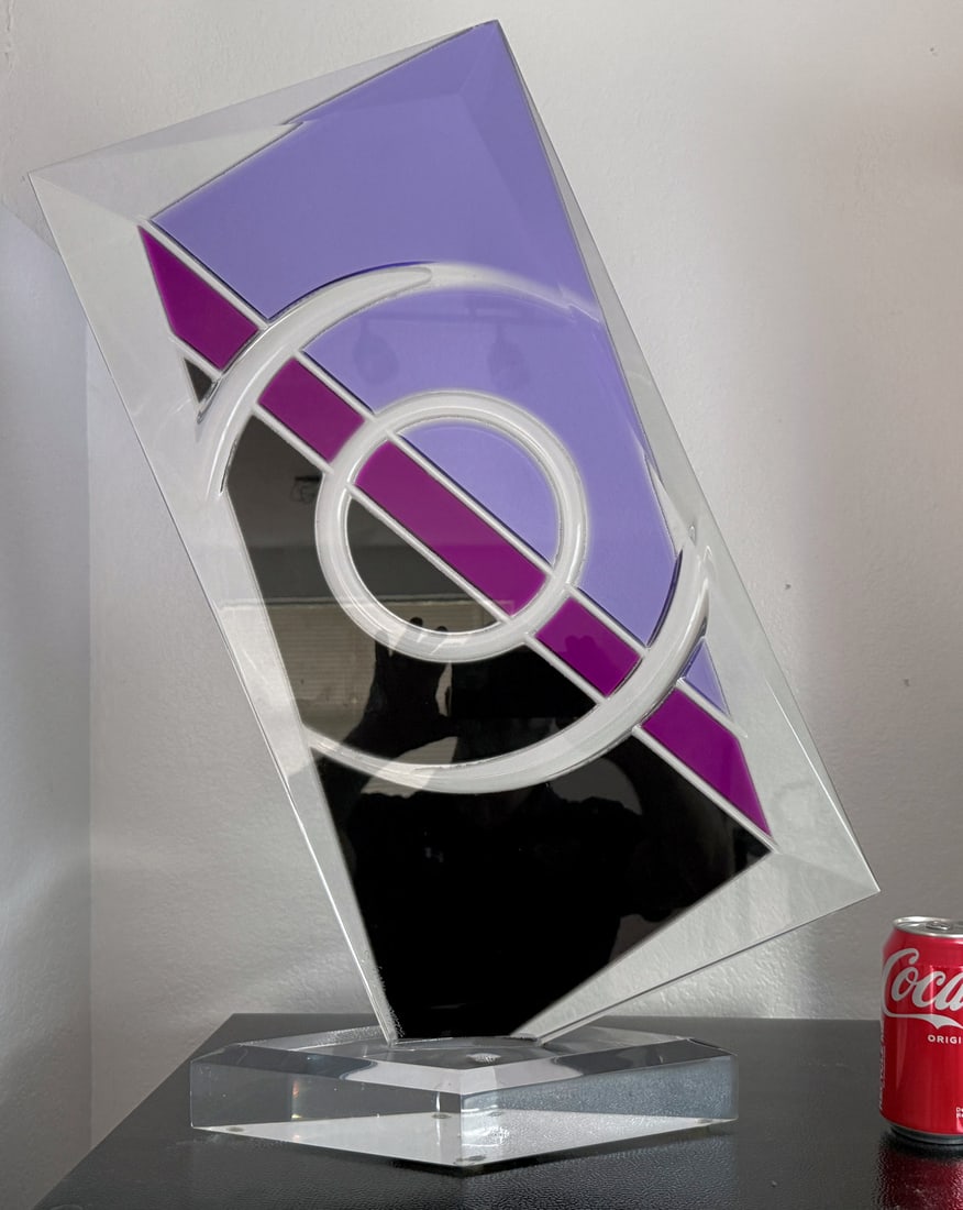 HAZIZA GEOMETRIC PURPLE LUCITE SCULPTURE (1 of 3)