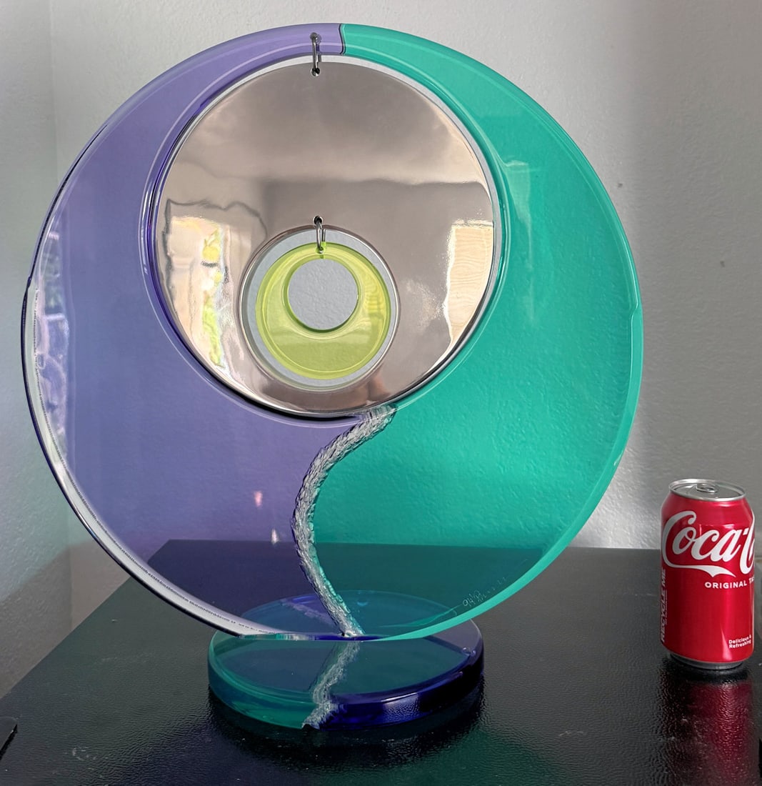SIGNED MIXED MEDIA CIRCULAR GLASS/LUCITE SCULPTURE (1 of 4)