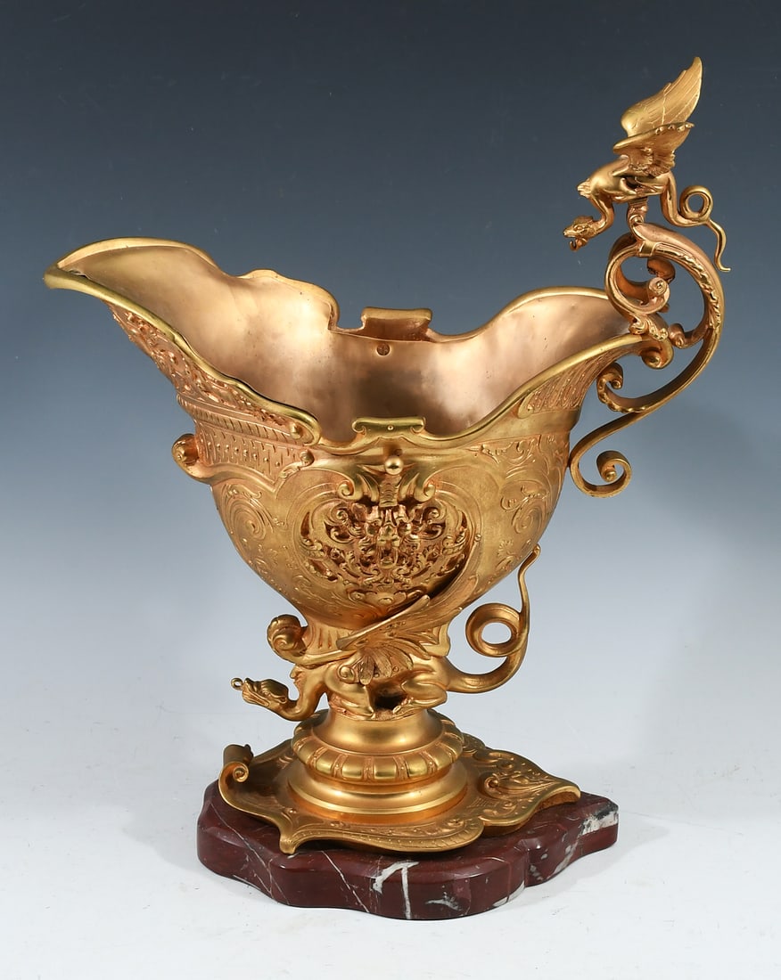 19TH-C. FRENCH GILT BRONZENEO BAROQUE CENTER BOWL: 19TH-C. FRENCH GILT BRONZENEO BAROQUE CENTER BOWL: