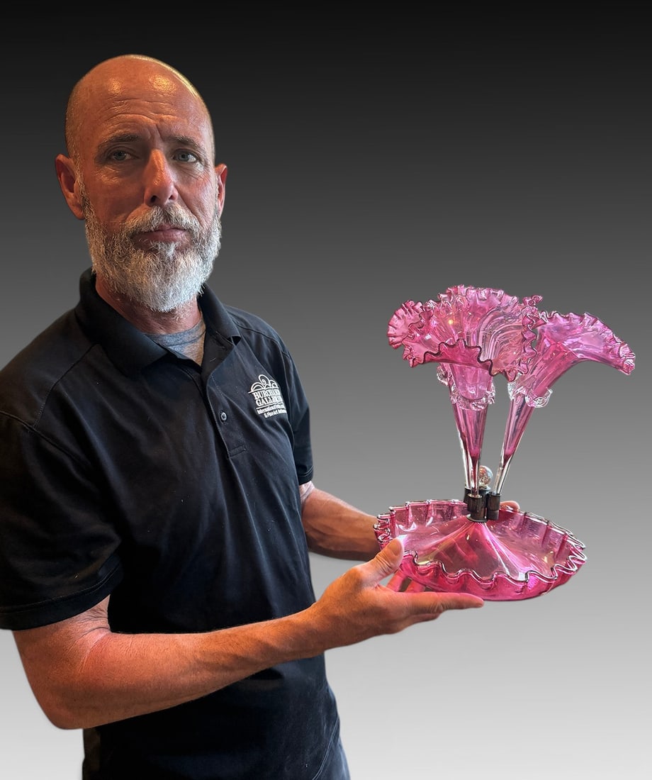 VICTORIAN CRANBERRY GLASS EPERGNE (1 of 1)