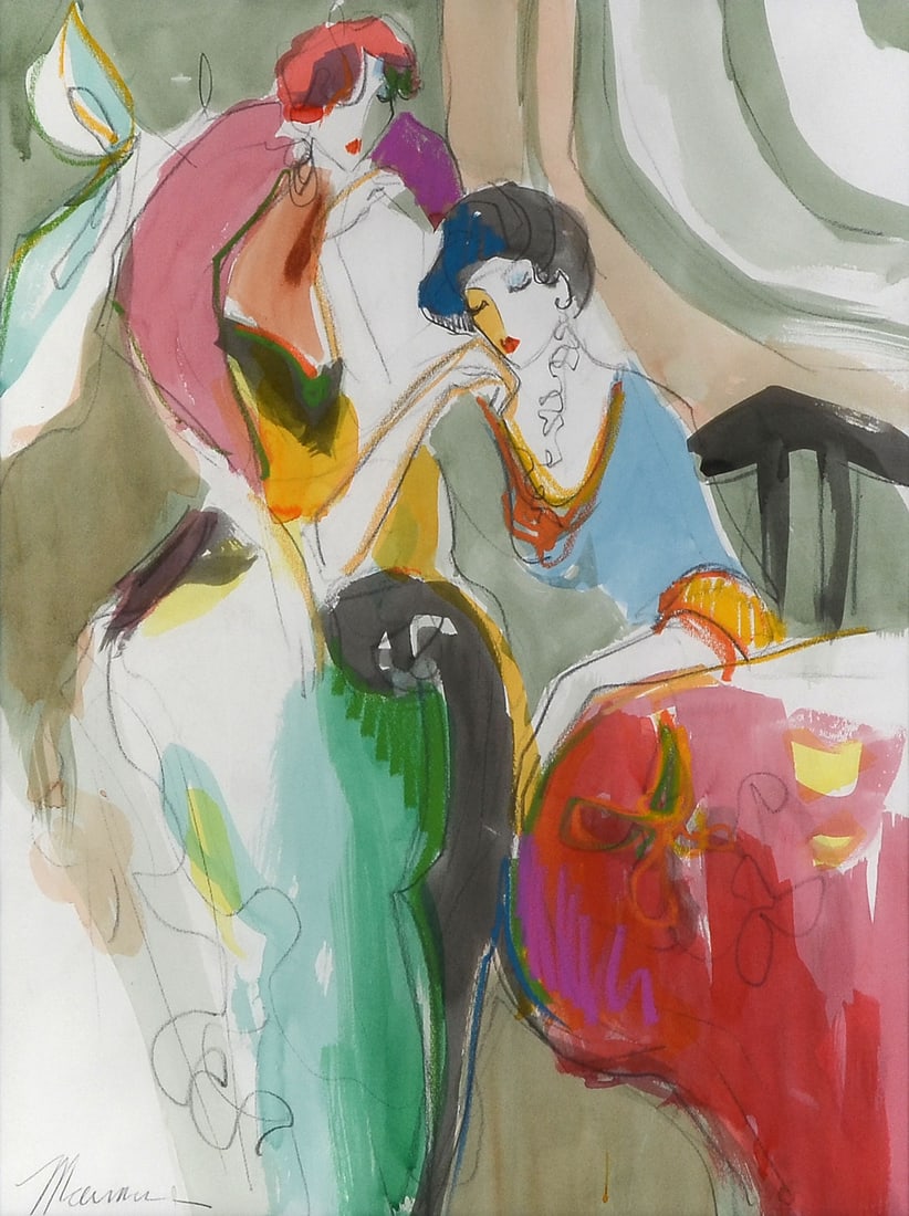 LARGE ISAAC MAIMON ORIGINAL WATERCOLOR PAINTING (1 of 3)