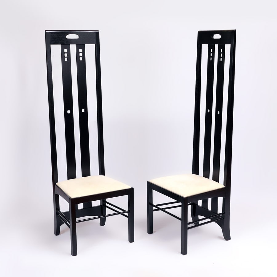 PAIR MACKINTOSH STYLE HIGH BACK CHAIRS (1 of 3)