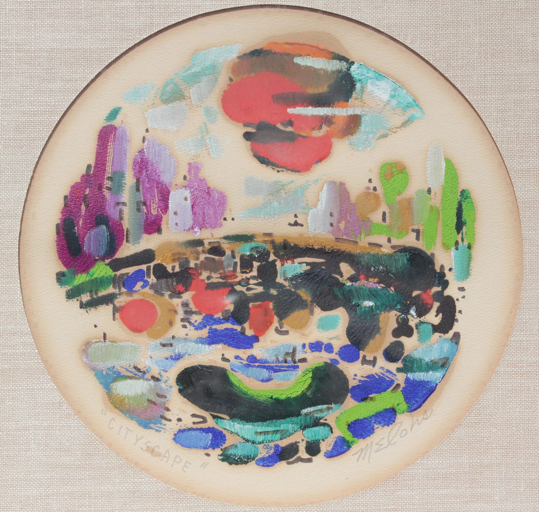 CHARLES MELOHS "CITYSCAPE" PAINTING (1 of 4)