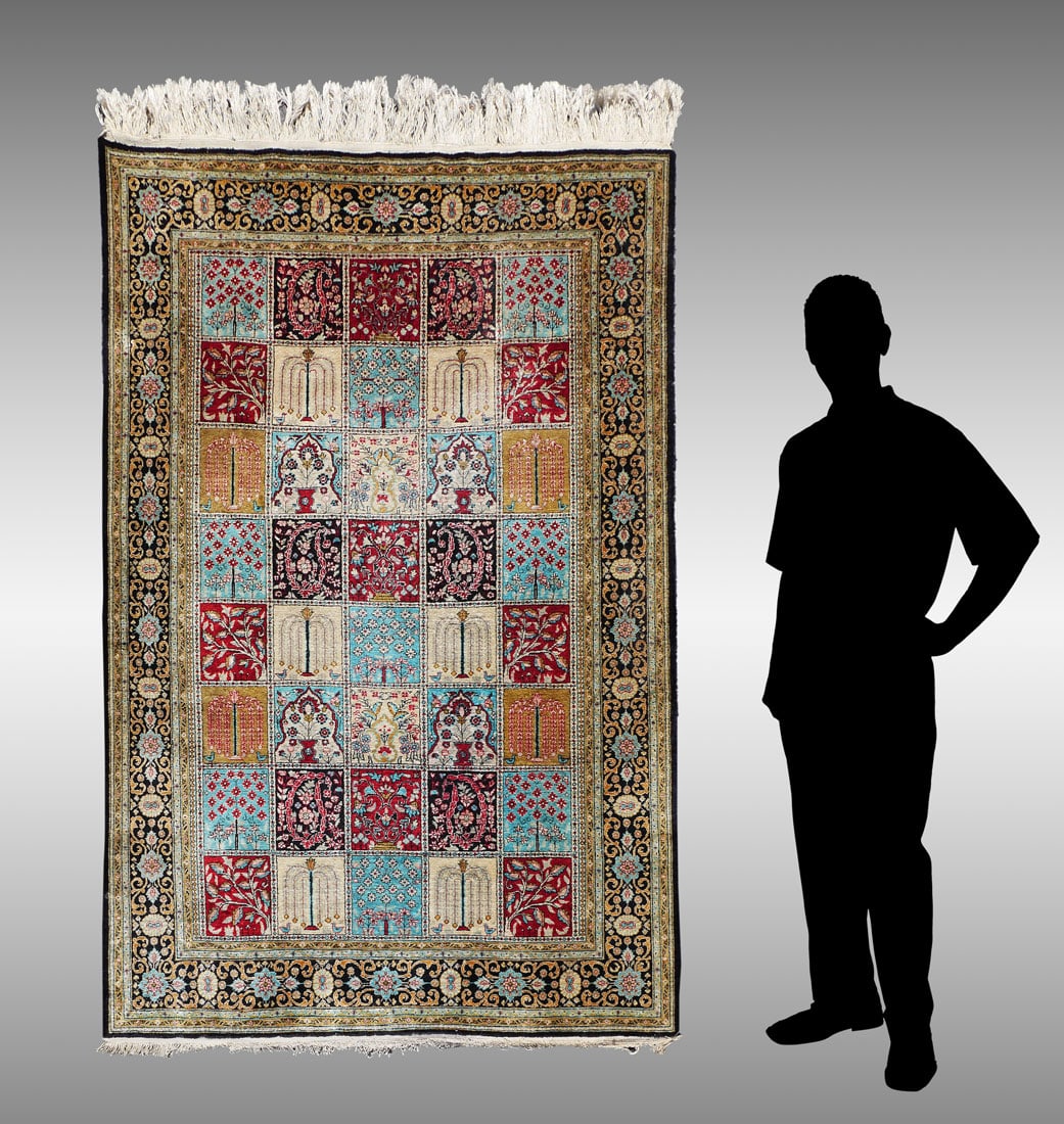 PERSIAN NAIN QUALITY HAND KNOTTED SILK RUG (1 of 4)