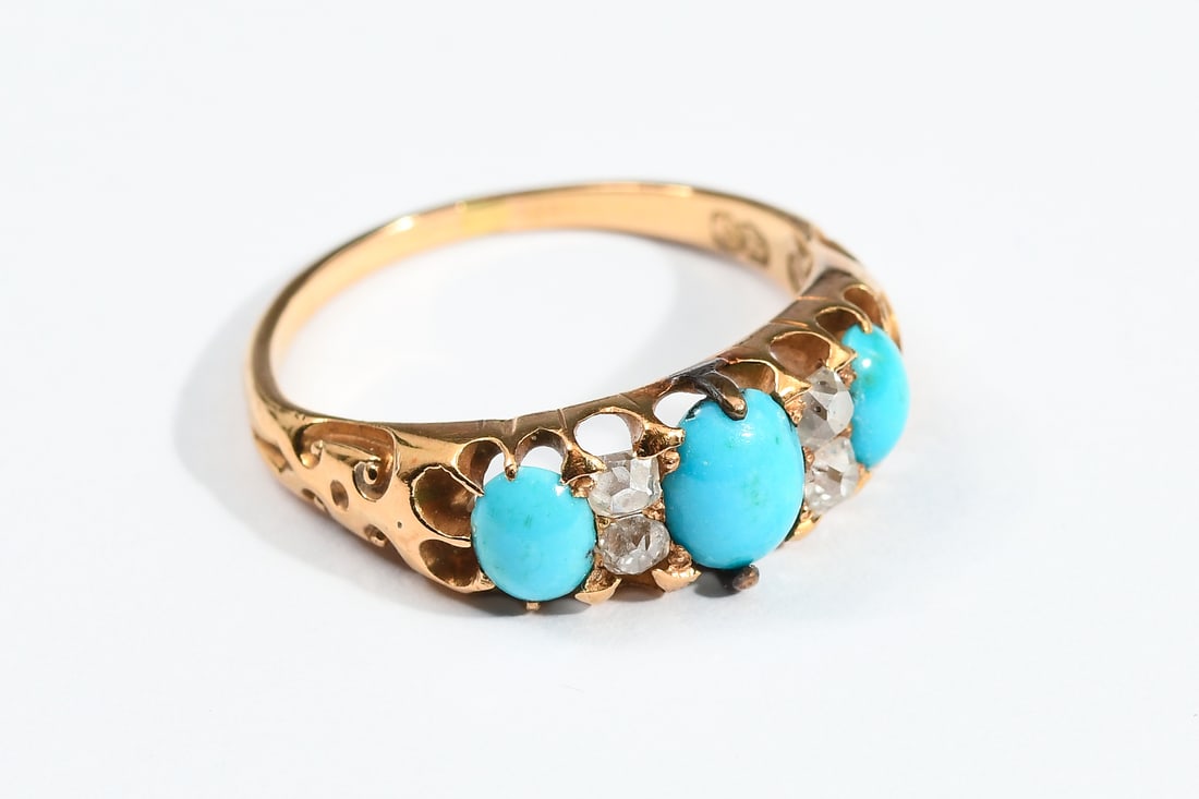 18K GOLD DIAMOND & TURQUOISE RING (1 of 5)