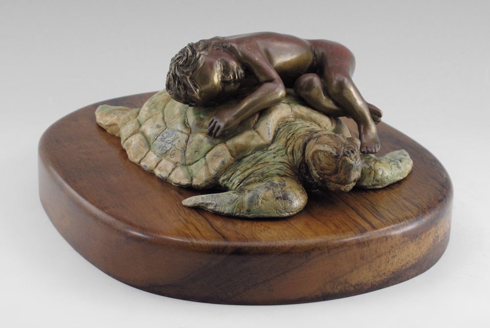 KARLA SACHI AMAZING GRACE BOY ON SEA TURTLE BRONZE (1 of 6)