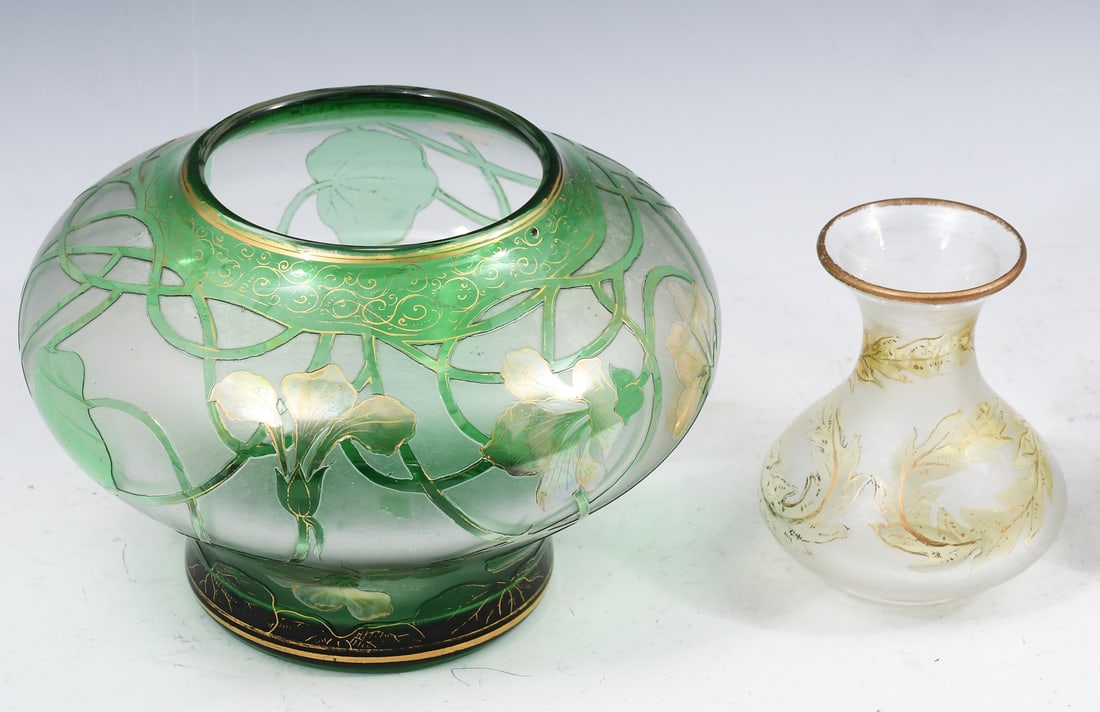 4 PC. ART NOUVEAU DORFLINGER HONESDALE GLASS VASES (1 of 5)