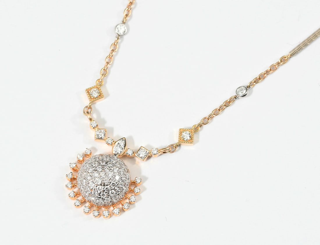 18K/14K DIAMOND NECKLACE COLLECTION COLOR/CLARITY: 18K/14K DIAMOND NECKLACE COLLECTION COLOR/CLARITY: 18K/14K yellow gold with platinum diamond necklace contains 155 round brilliant cut diamonds. Total diamond weight, approximately 2.75 Ct. Rated VVS-