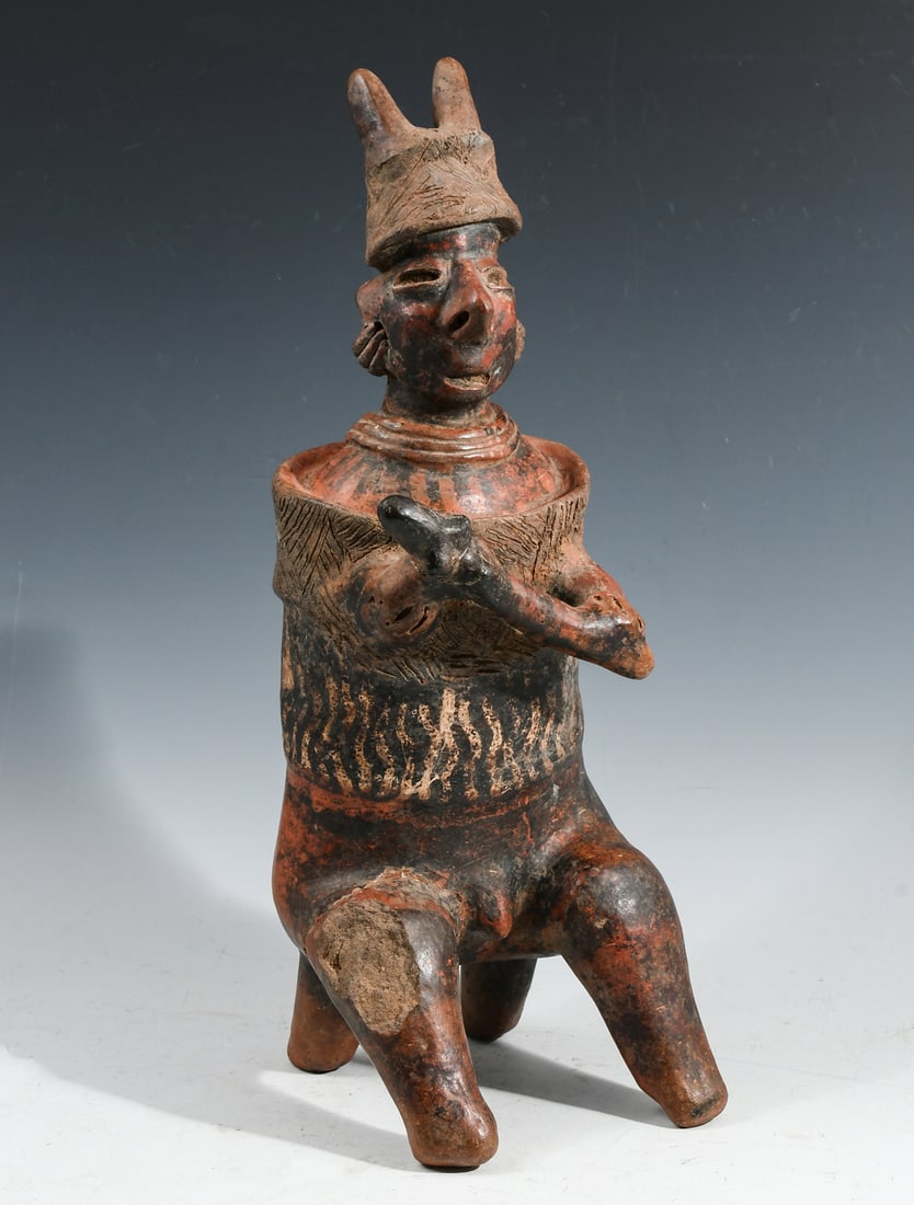 PRE-COLUMBIAN NAYARIT SEATED WARRIOR FIGURE (1 of 6)