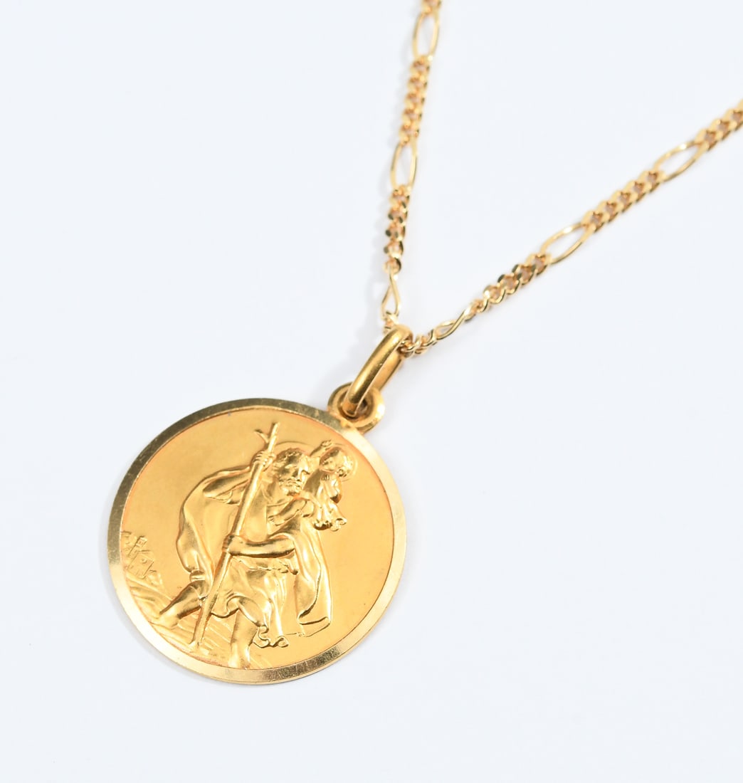 18K ST. CHRISTOPHER 2-SIDED MEDALLION (1 of 6)