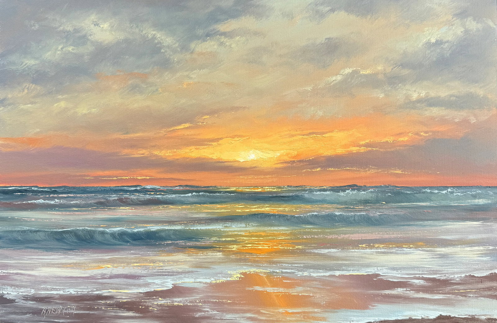HAROLD NEWTON FLORIDA HIGHWAYMEN OCEAN SUNRISE PAINTING (1 of 3)