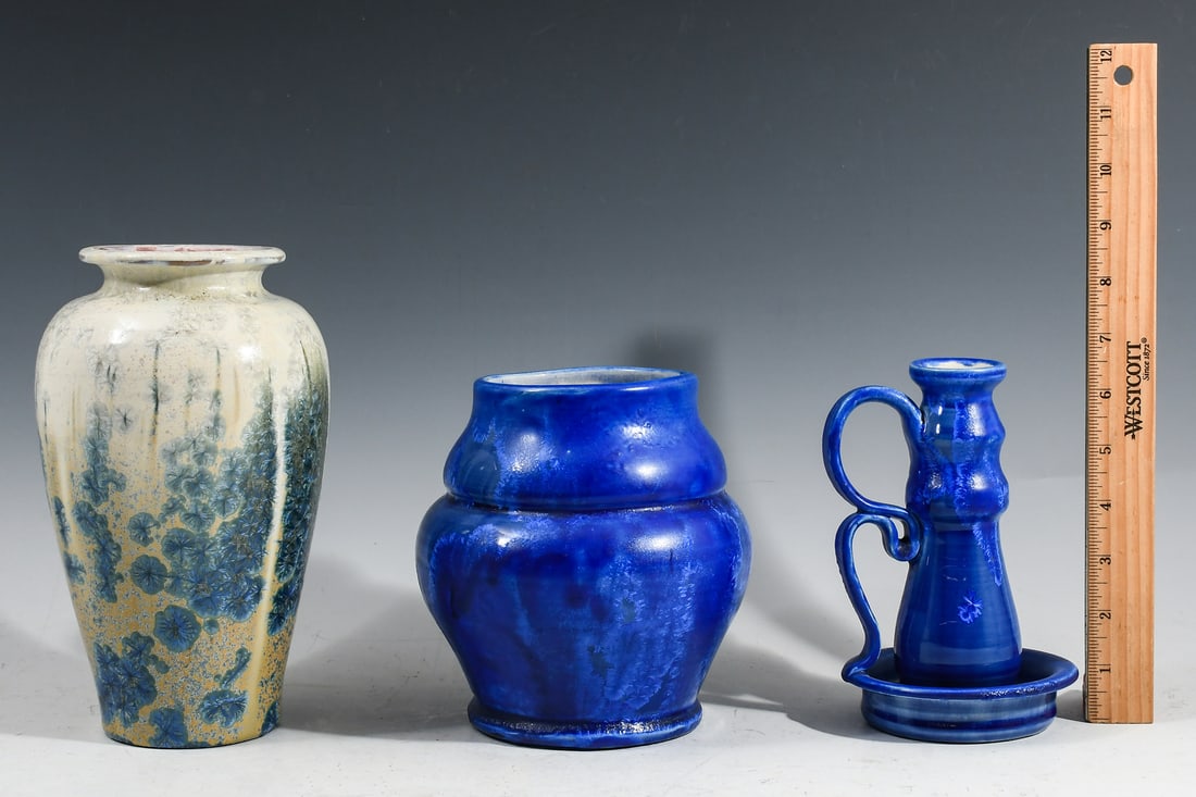 3 PC. NORTH CAROLINA PISGAH CRYSTALLINE POTTERY (1 of 3)