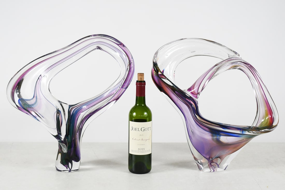 TWO DAVID GOLDHAGEN ART GLASS SCULPTURES (1 of 4)