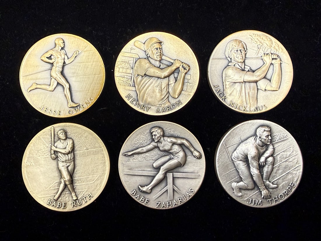 6 PC. SET OF .999 SILVER HALL OF CHAMPIONS MEDALS (1 of 3)
