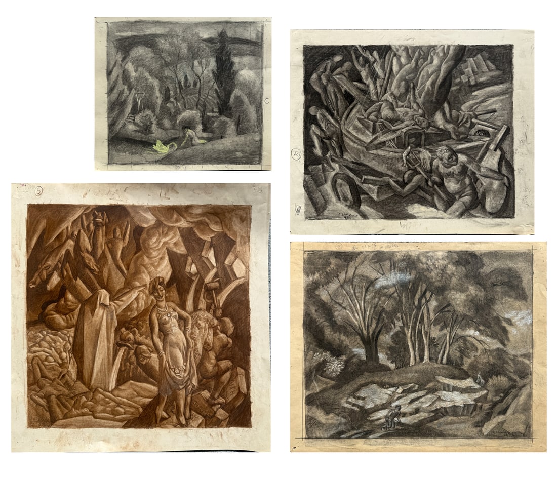 4 EUGENE SAVAGE CHARCOALS (1 of 1)