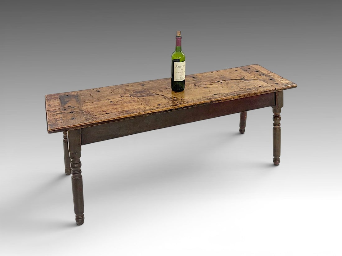EARLY RUSTIC PAINTED FARMHOUSE BENCH (1 of 1)