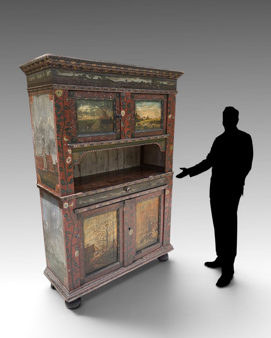 18TH C. DUTCH CABINET W/ FIGURAL SCENIC PANELS (1 of 5)