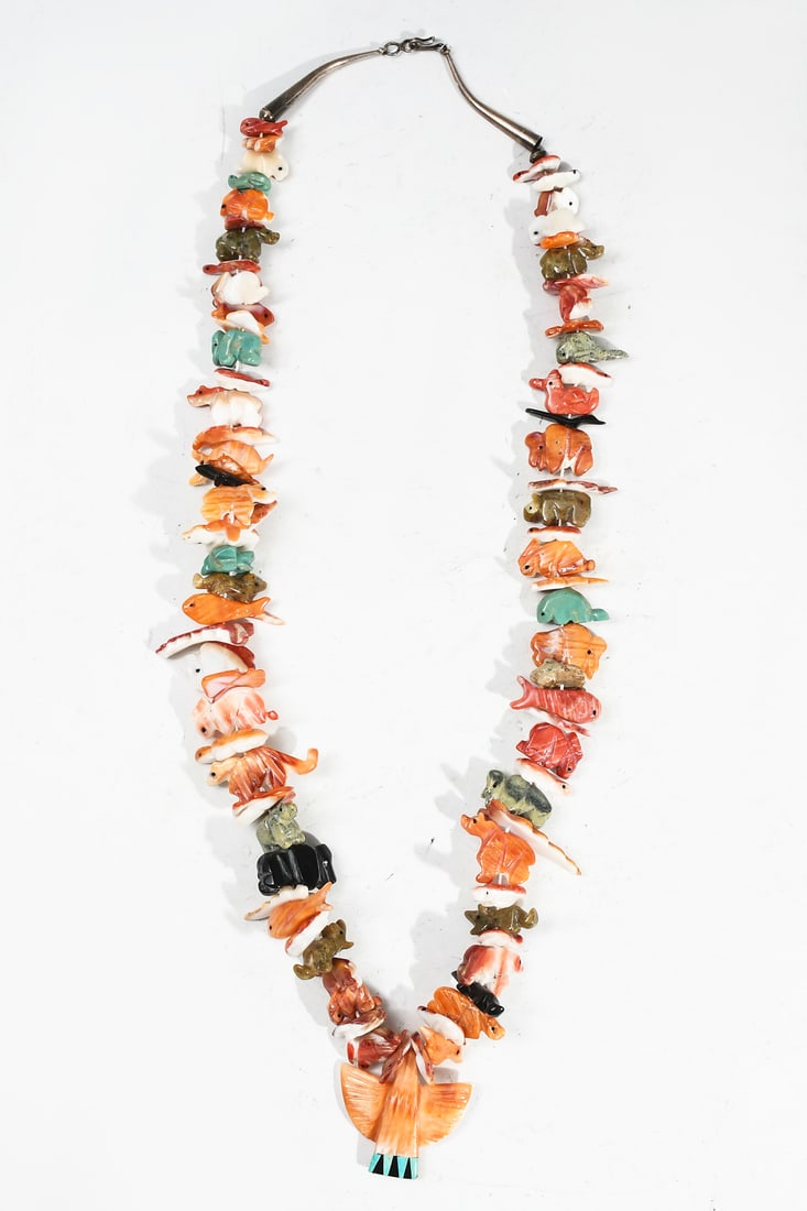ZUNI CARVED ANIMAL LARGE FETISH NECKLACE (1 of 5)